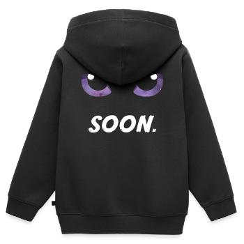 Katzenaugen bald lila - Kinder Premium Organic Zip Hoodie - Schwarz - Hinten - AI Model Kid Male (0cm)