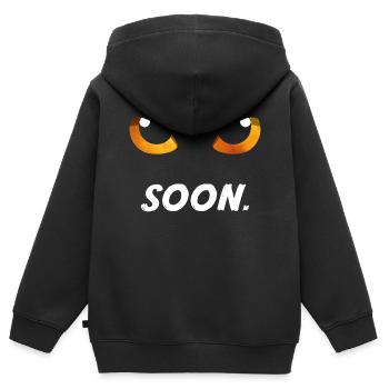 Katzenaugen Orange bald - Kinder Premium Organic Zip Hoodie - Schwarz - Hinten - AI Model Kid Male (0cm)