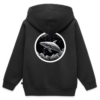 Wal - Kinder Premium Organic Zip Hoodie - Schwarz - Hinten - AI Model Kid Male (0cm)