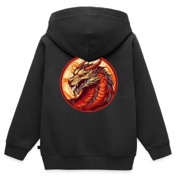 Dragon - Sweat Premium à capuche zippé enfant bio - noir - Dos - AI Model Kid Male (0cm)