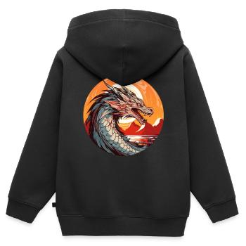 Dragon - Sweat Premium à capuche zippé enfant bio - noir - Dos - AI Model Kid Male (0cm)