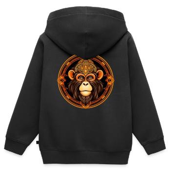 Singe - Sweat Premium à capuche zippé enfant bio - noir - Dos - AI Model Kid Male (0cm)