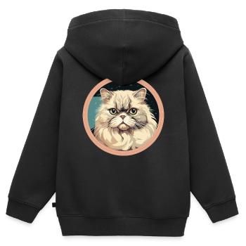 Persian cat - Kids Premium Organic Zip-up Hoodie - black - Back - AI Model Kid Male (0cm)