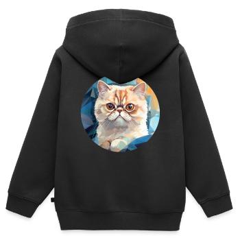 Exotic Shorthair Cat - Kids Premium Organic Zip-up Hoodie - black - Back - AI Model Kid Male (0cm)