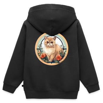 Exotic Shorthair Cat - Kids Premium Organic Zip-up Hoodie - black - Back - AI Model Kid Male (0cm)