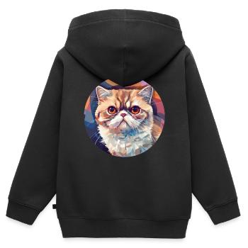 Exotic Shorthair Cat - Kids Premium Organic Zip-up Hoodie - black - Back - AI Model Kid Male (0cm)