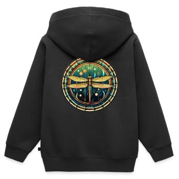 Libelle - Kinder Premium Organic Zip Hoodie - Schwarz - Hinten - AI Model Kid Male (0cm)