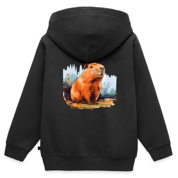 Capybara - Kinder Premium Organic Zip Hoodie - Schwarz - Hinten - AI Model Kid Male (0cm)