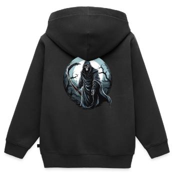 Sensenmann - Kinder Premium Organic Zip Hoodie - Schwarz - Hinten - AI Model Kid Male (0cm)