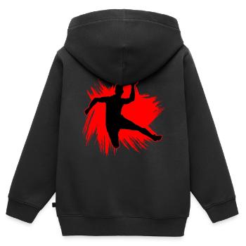 handball - Kids Premium Organic Zip-up Hoodie - black - Back - AI Model Kid Male (0cm)