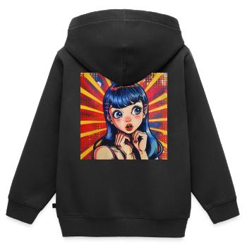 anime, retro waifu, japan - Kinder Premium Organic Zip Hoodie - Schwarz - Hinten - AI Model Kid Male (0cm)