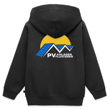 Photovoltaik - Solarenergie - PV Anlagen Flüsterer - Kinder Premium Organic Zip Hoodie - Schwarz - Hinten - AI Model Kid Male (0cm)