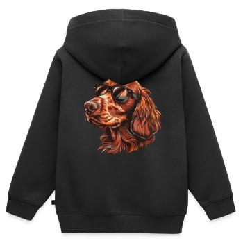 Irish Setter , Irish Red Setter, Hund - Kinder Premium Organic Zip Hoodie - Schwarz - Hinten - AI Model Kid Male (0cm)