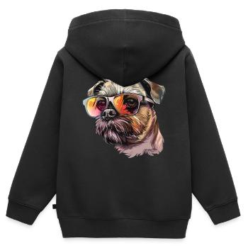 Griffons nains belges, Griffon de Bruxelles, Chien - Sweat Premium à capuche zippé enfant bio - noir - Dos - AI Model Kid Male (0cm)