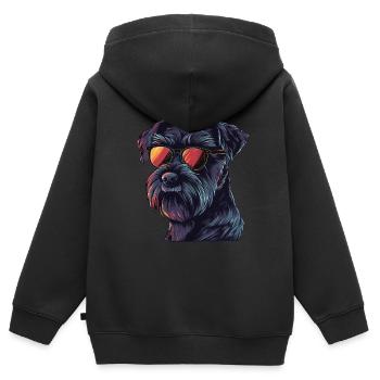 Schnauzer standard, Chien, Lunettes de soleil, Été - Sweat Premium à capuche zippé enfant bio - noir - Dos - AI Model Kid Male (0cm)