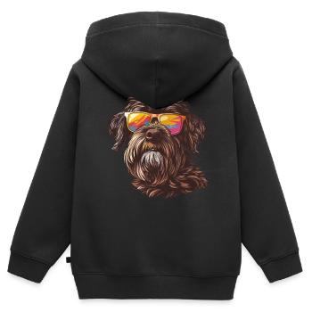 Griffon Korthals, griffon pointant à poil dur - Sweat Premium à capuche zippé enfant bio - noir - Dos - AI Model Kid Male (0cm)
