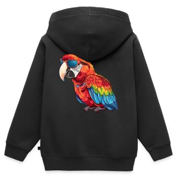 Papagei, vogel, tropisch, Sonnenbrille, Sommer - Kinder Premium Organic Zip Hoodie - Schwarz - Hinten - AI Model Kid Male (0cm)