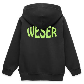 WESER - Kinder Premium Organic Zip Hoodie - Schwarz - Hinten - AI Model Kid Male (0cm)