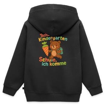 Tschüss Kindergarten Schule ich komme - Kinder Premium Organic Zip Hoodie - Schwarz - Hinten - AI Model Kid Male (0cm)