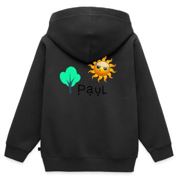Paul - Kinder Premium Organic Zip Hoodie - Schwarz - Hinten - AI Model Kid Male (0cm)