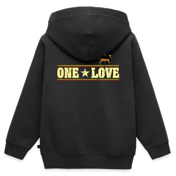 One Love Reggae Lion - Kids Premium Organic Zip-up Hoodie - black - Back - AI Model Kid Male (0cm)