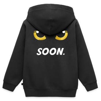 Katzenaugen bald gelb - Kinder Premium Organic Zip Hoodie - Schwarz - Hinten - AI Model Kid Male (0cm)