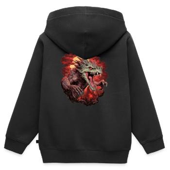 Drache Wunderwelt Reptil Sonne Echse Phantasie - Kinder Premium Organic Zip Hoodie - Schwarz - Hinten - AI Model Kid Male (0cm)
