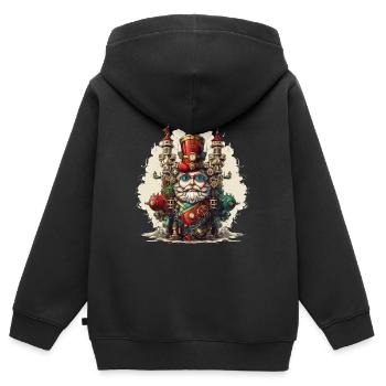 Nusknacker mit schloss große augen und dampf - Kinder Premium Organic Zip Hoodie - Schwarz - Hinten - AI Model Kid Male (0cm)