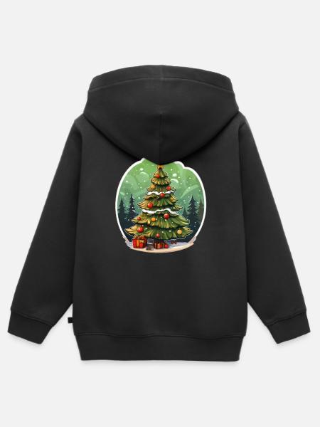 Weihnachtsbaum - Kinder Premium Organic Zip Hoodie - Schwarz