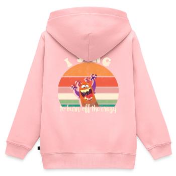 Je chante pour brûler le coucher de soleil rétro fou - Sweat Premium à capuche zippé enfant bio - rose - Dos - AI Model Kid Female (0cm)