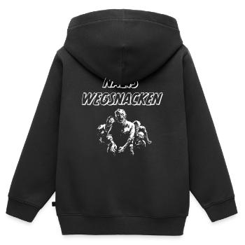 NAZIS WEGSNACKEN - Kinder Premium Organic Zip Hoodie - Schwarz - Hinten - AI Model Kid Male (0cm)