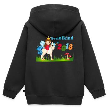 Schoolchild 2018 school unicorn girl - Kids Premium Organic Zip-up Hoodie - black - Back - AI Model Kid Male (0cm)
