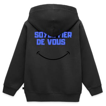 Soyez fier de vous - Sweat Premium à capuche zippé enfant bio - noir - Dos - AI Model Kid Male (0cm)