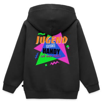 Jugend ohne Handy - Ich war dabei - Kinder Premium Organic Zip Hoodie - Schwarz - Hinten - AI Model Kid Male (0cm)