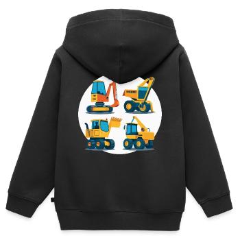 Excavator Dreams – Ma chemise préférée - Sweat Premium à capuche zippé enfant bio - noir - Dos - AI Model Kid Male (0cm)