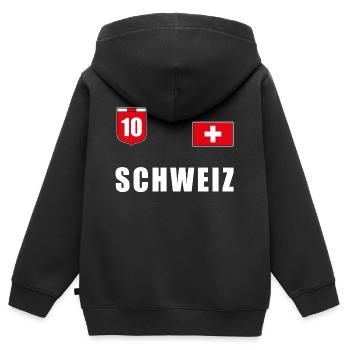 Schweiz Fussball T-Shirt Trikot Fanshirt Fans - Kinder Premium Organic Zip Hoodie - Schwarz - Hinten - AI Model Kid Male (0cm)
