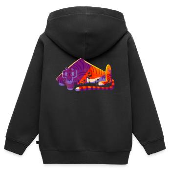 Tiger Tiger - Kinder Premium Organic Zip Hoodie - Schwarz - Hinten - AI Model Kid Male (0cm)