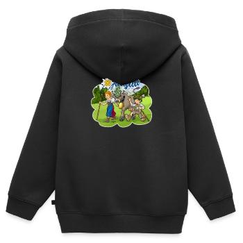 Allgäu - Kinder Premium Organic Zip Hoodie - Schwarz - Hinten - AI Model Kid Male (0cm)
