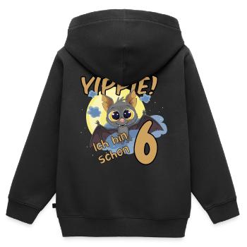 ICH BIN 6 GEBURTSTAG KINDER FLEDERMAUS - Kinder Premium Organic Zip Hoodie - Schwarz - Hinten - AI Model Kid Male (0cm)