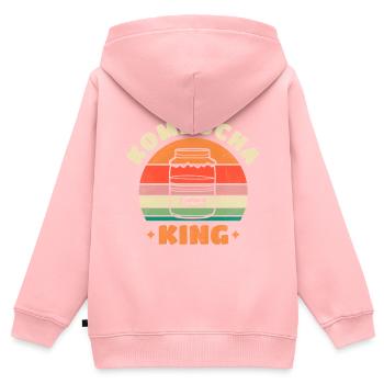 Kombucha King - Kinder Premium Organic Zip Hoodie - Rosa - Hinten - AI Model Kid Female (0cm)