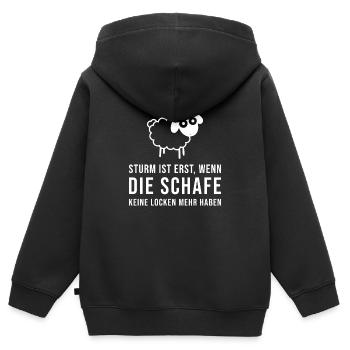 Sturm ist erst wenn die Schafe - Kinder Premium Organic Zip Hoodie - Schwarz - Hinten - AI Model Kid Male (0cm)