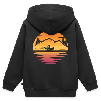 Sunset Canoeing amant canoë canoë canoë canoë canoë- canoë - Sweat Premium à capuche zippé enfant bio - noir - Dos - AI Model Kid Male (0cm)