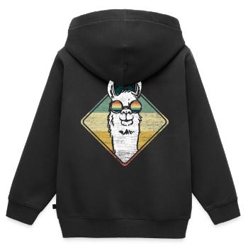Lama Llama Alpaga - Sweat Premium à capuche zippé enfant bio - noir - Dos - AI Model Kid Male (0cm)