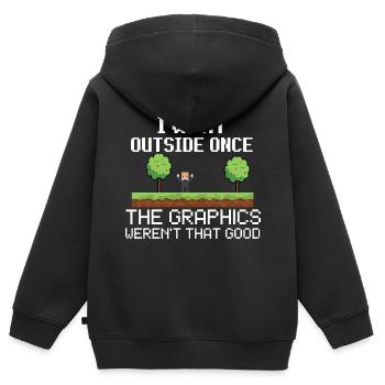 Ich ging einmal nach draußen - Kinder Premium Organic Zip Hoodie - Schwarz - Hinten - AI Model Kid Male (0cm)