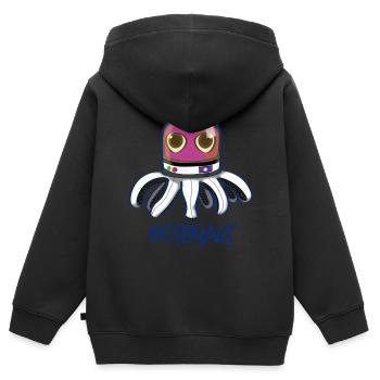 Oktonaut - Kinder Premium Organic Zip Hoodie - Schwarz - Hinten - AI Model Kid Male (0cm)