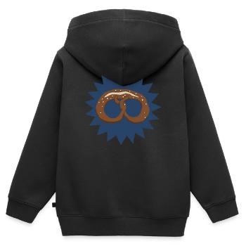 Brezel Stern - Kinder Premium Organic Zip Hoodie - Schwarz - Hinten - AI Model Kid Male (0cm)
