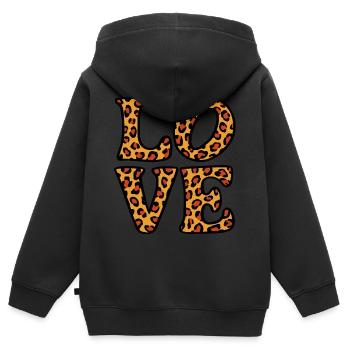 Signe de paix Amour des années 60 des années 70 Costume Groovy Hippie - Sweat Premium à capuche zippé enfant bio - noir - Dos - AI Model Kid Male (0cm)