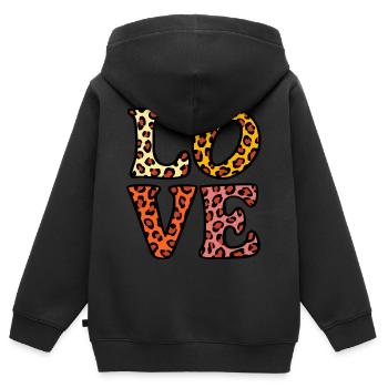 Signe de paix Amour des années 60 des années 70 Costume Groovy Hippie - Sweat Premium à capuche zippé enfant bio - noir - Dos - AI Model Kid Male (0cm)