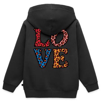 Signe de paix Amour des années 60 des années 70 Costume Groovy Hippie - Sweat Premium à capuche zippé enfant bio - noir - Dos - AI Model Kid Male (0cm)