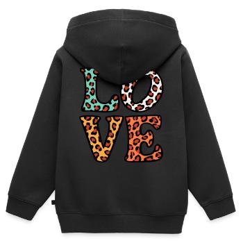 Signe de paix Amour des années 60 des années 70 Costume Groovy Hippie - Sweat Premium à capuche zippé enfant bio - noir - Dos - AI Model Kid Male (0cm)